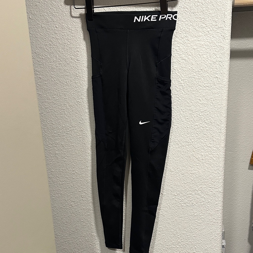 Nike Pro Thermal Black Leggings with White Swoosh